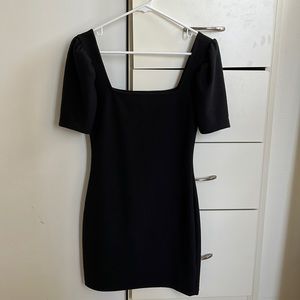 Club Monaco square neck puff sleeve black dress, size XS